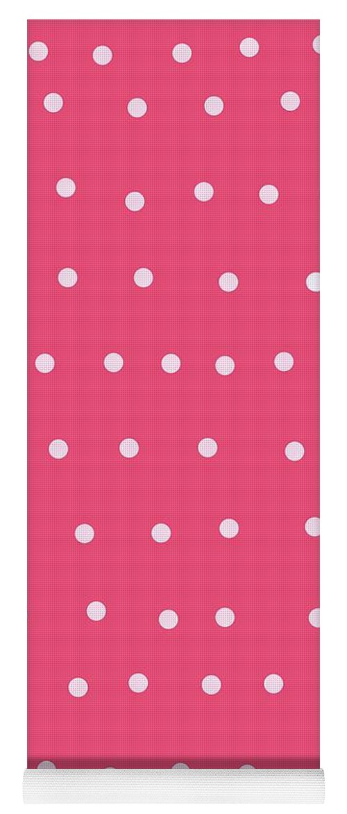 Dots Yoga Mat featuring the digital art White Polka Dots On Punch by Ashley Rice