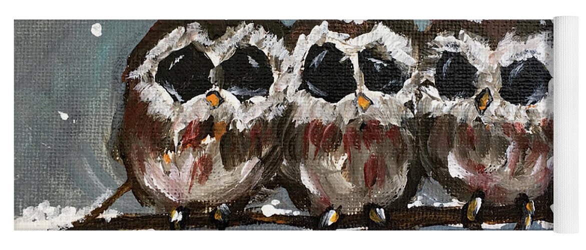 Owls Yoga Mat featuring the painting Who Us by Roxy Rich