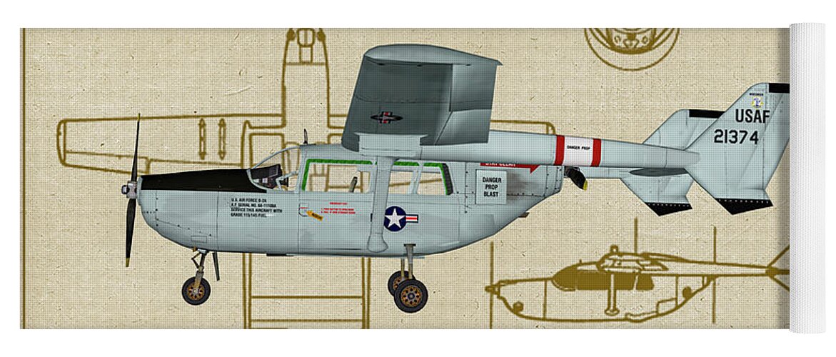 Cessna O-2 Skymaster Yoga Mat featuring the digital art WI ANG Skymaster Profile by Tommy Anderson