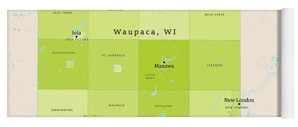  Yoga Mat featuring the digital art WI Waupaca County Vector Map Green by Frank Ramspott