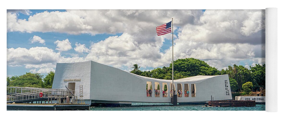 Hawaii Yoga Mat featuring the photograph Wide Angle Shot of the Arizona Memorial by Betty Eich