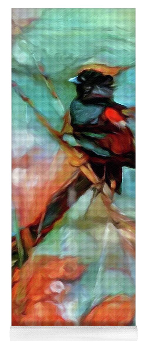 Widowbird In The Reeds Yoga Mat featuring the painting Widowbird in the Reeds by Susan Maxwell Schmidt