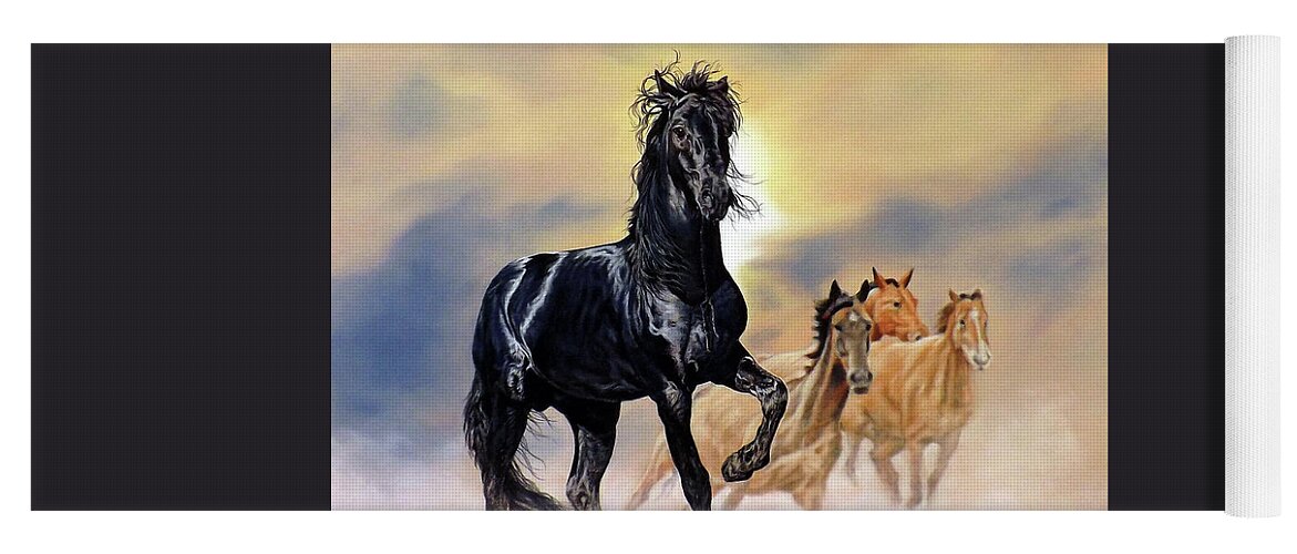 Horse Yoga Mat featuring the painting Wild and Free by Linda Becker