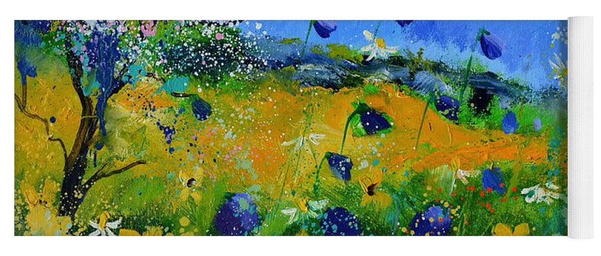 Landscape Yoga Mat featuring the painting Wild flowers in summer by Pol Ledent