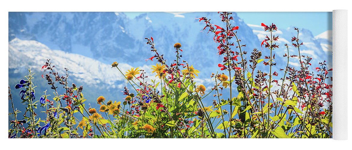 Alps Yoga Mat featuring the photograph Wild flowers in the Alps by Alexey Stiop