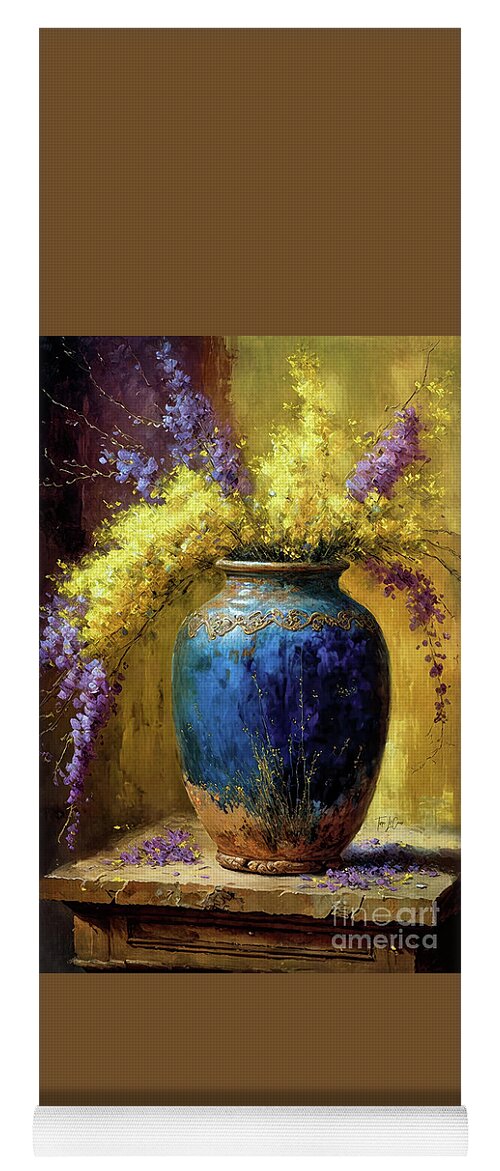Forsythia Flowers Yoga Mat featuring the painting Wild Forsythia Flowers by Tina LeCour