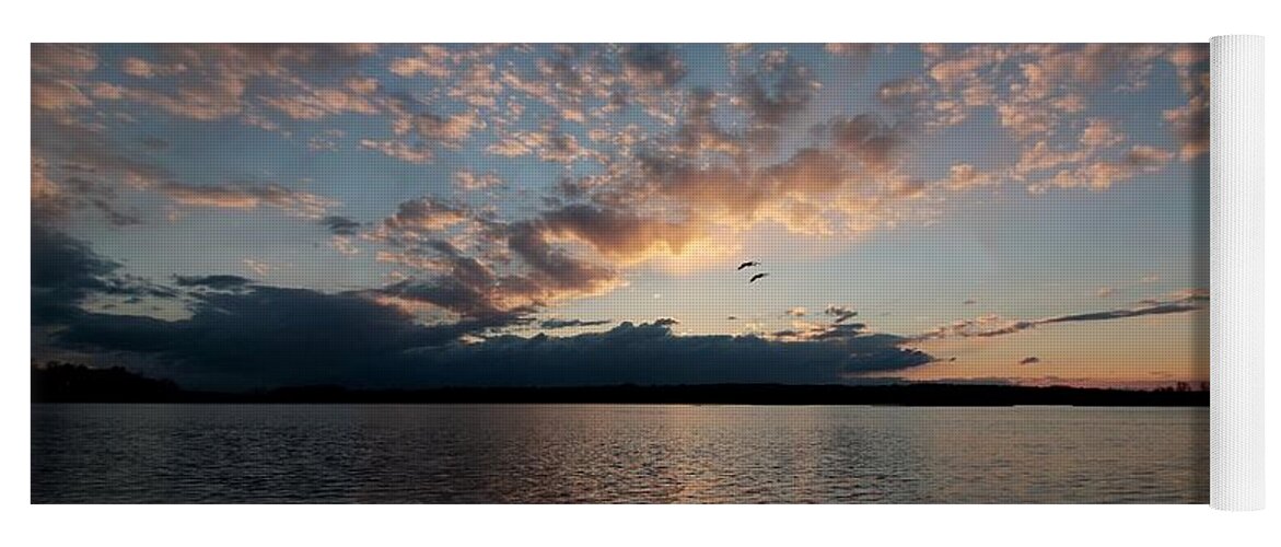 Sunset Yoga Mat featuring the photograph Wild Geese Flying by Mary Walchuck