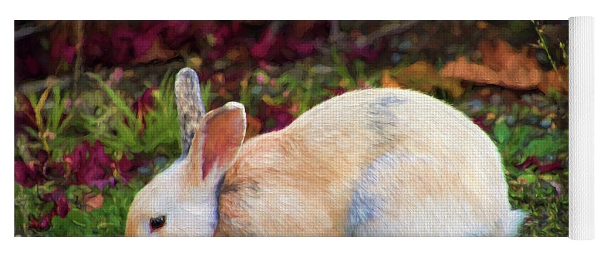 White Rabbit Yoga Mat featuring the photograph Wild White Bunny by Peggy Collins