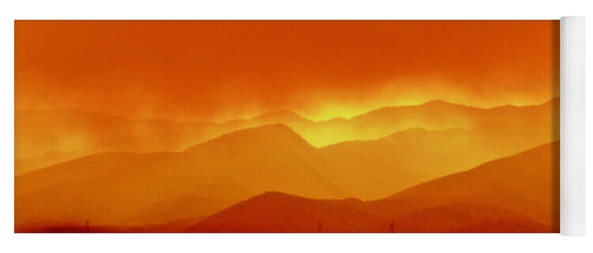 Abstraction Yoga Mat featuring the photograph Wildfire Skyline From Passing Car by Amelia Racca