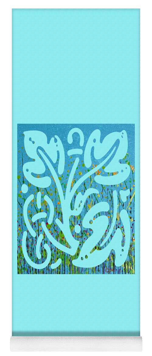Wildflowers Yoga Mat featuring the painting Wildflower Abstract 308 in Blue by Corinne Carroll
