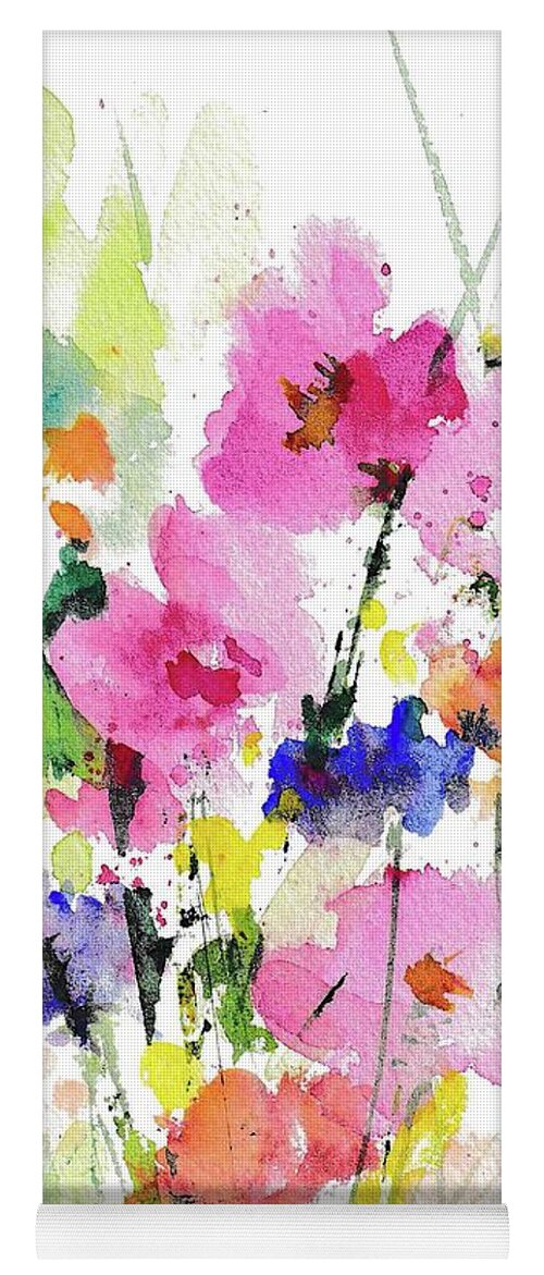 Floral Yoga Mat featuring the painting Wildflowers by Christy Lemp