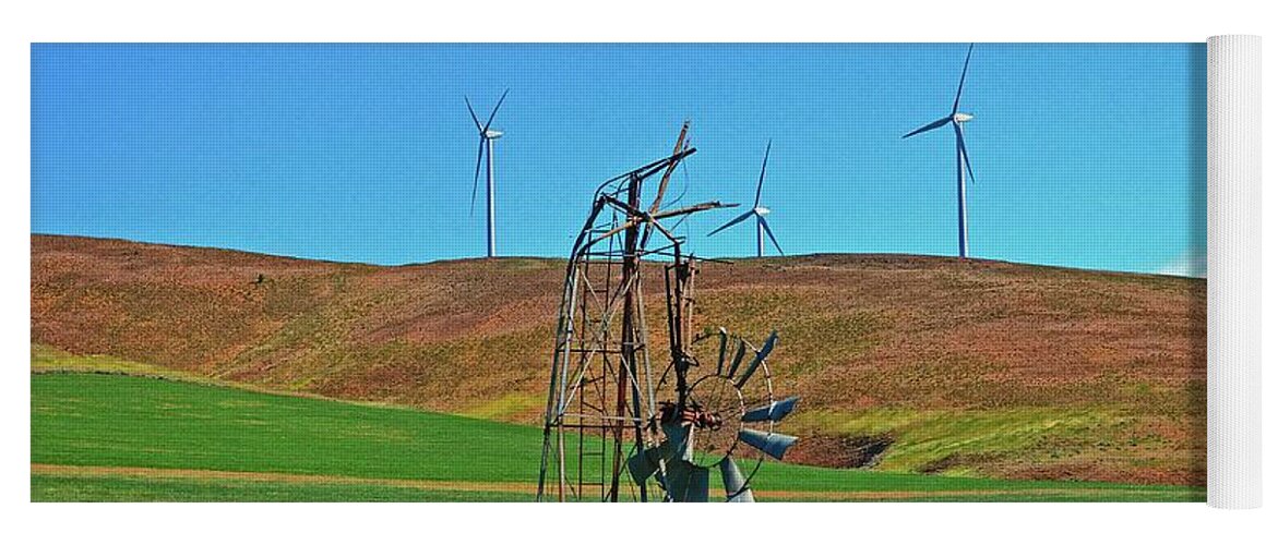 Wind Mills Its Still Good Idea Yoga Mat featuring the digital art Wind Mills Its Still Good Idea by Fred Loring