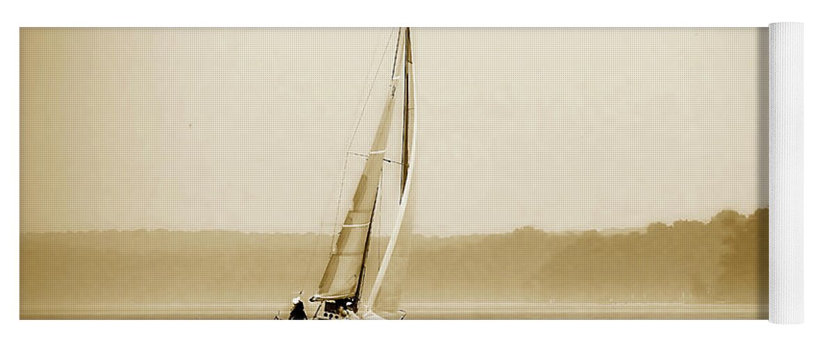 Sepia Yoga Mat featuring the photograph Wind on the Water by Alan Hausenflock