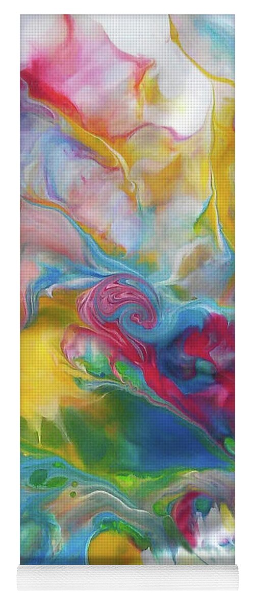 Rainbow Colors Abstract Hearts Acrylic Flow Painting Yoga Mat featuring the painting Windblown by Deborah Erlandson