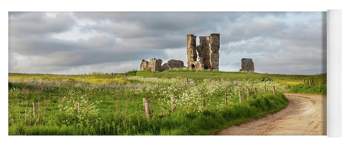 British Yoga Mat featuring the photograph Winding road leading to a chirch ruin in Norfolk by Simon Bratt
