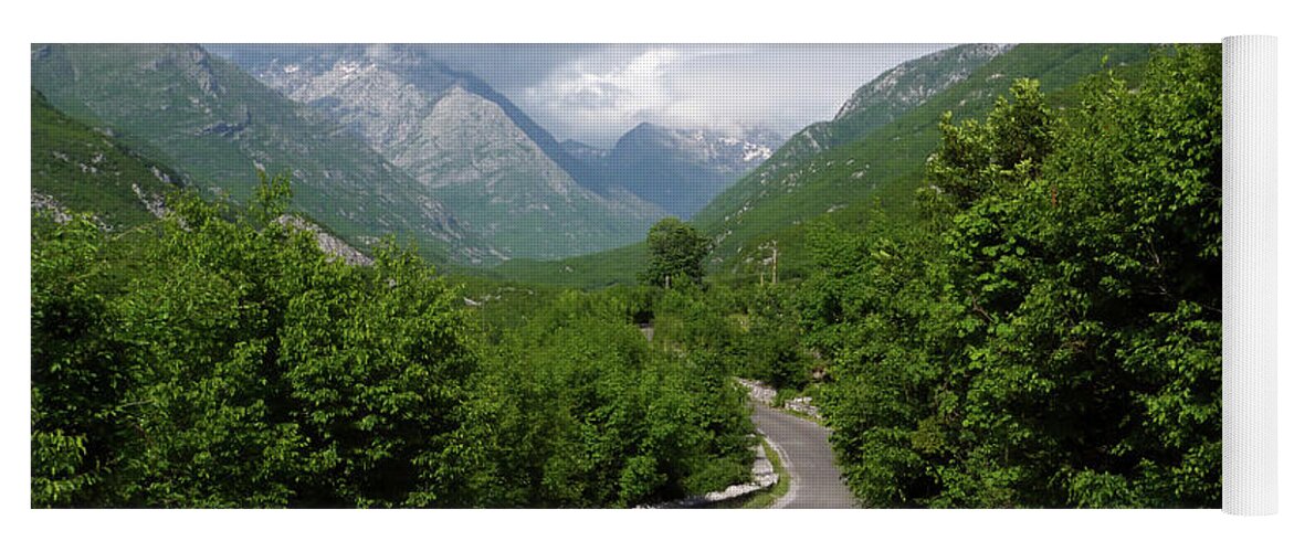 Theth Yoga Mat featuring the photograph Winding Road to Theth - Albania by Phil Banks