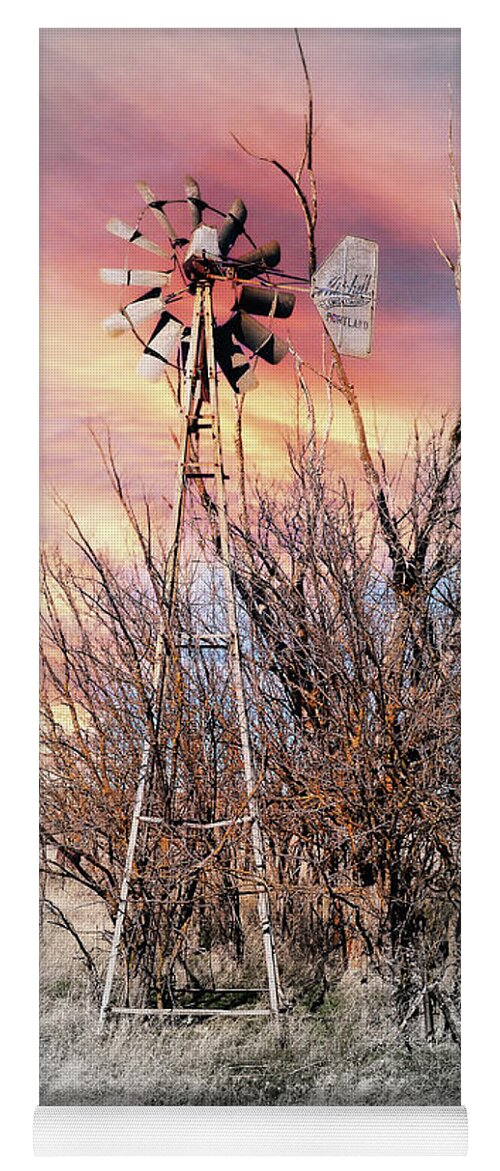 Windmill Yoga Mat featuring the digital art Windmill, Still Standing Strong by Fred Loring