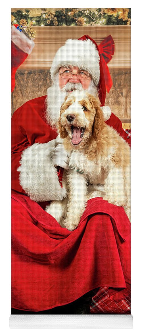 Winston Yoga Mat featuring the photograph Winston with Santa 2 by Christopher Holmes