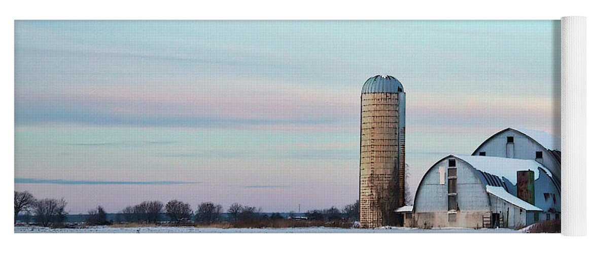 Winter Yoga Mat featuring the photograph Winter Farm and Barns Ontario by Tatiana Travelways