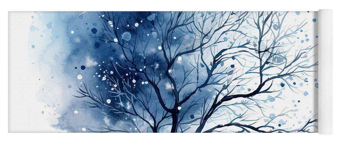 Four Seasons Yoga Mat featuring the painting Winter- Four Seasons Painting by Lourry Legarde