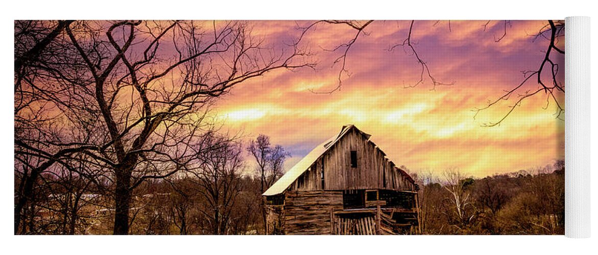 Andrews Yoga Mat featuring the photograph Winter Golds over the Barn by Debra and Dave Vanderlaan