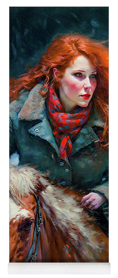 Redhead Yoga Mat featuring the painting Winter Hallow Into The Night by Bob Orsillo