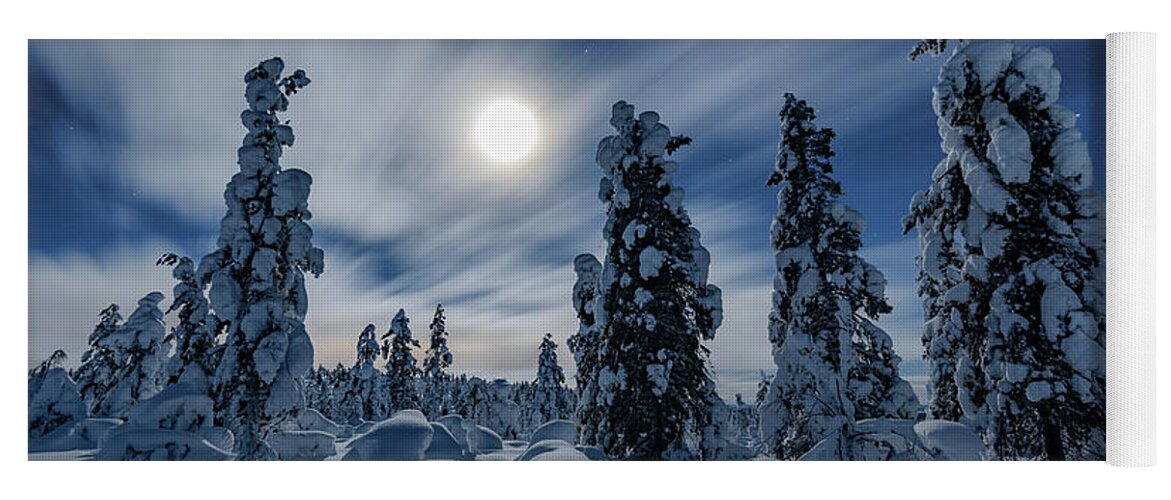 Winter Yoga Mat featuring the photograph Winter night moon by Thomas Kast