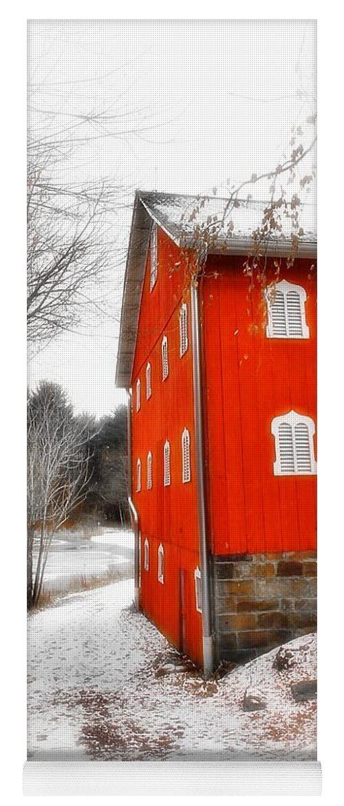 Barn Yoga Mat featuring the photograph Winter Ohio Barn by Mary Walchuck