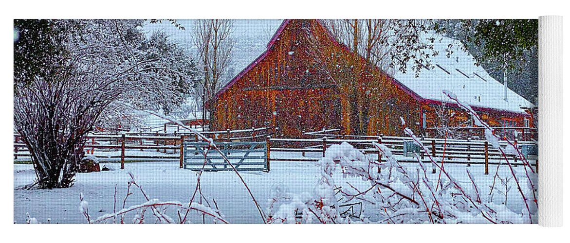 Barn Yoga Mat featuring the photograph Winter on the Farm by Dan McGeorge