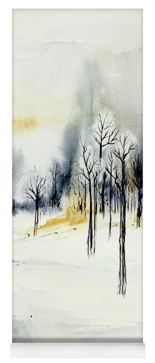 Watercolor Yoga Mat featuring the painting Winter silence by Aniko Hencz