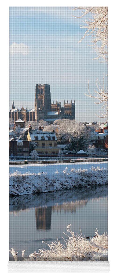 England Uk Yoga Mat featuring the photograph Winter view of Durham Cathedral by Bryan Attewell