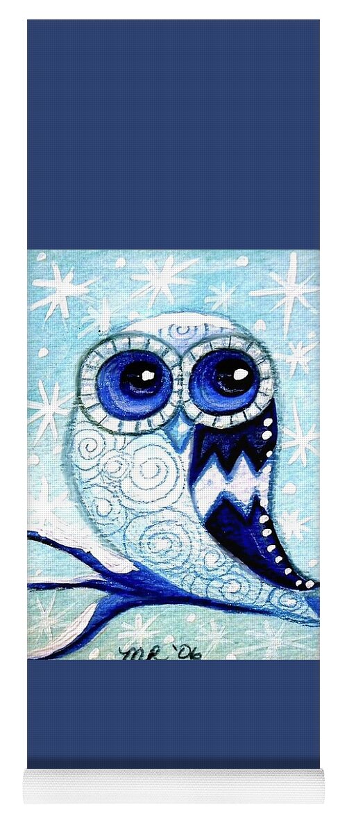 Whimsical Yoga Mat featuring the painting Winter Whimsical Owl by Monica Resinger