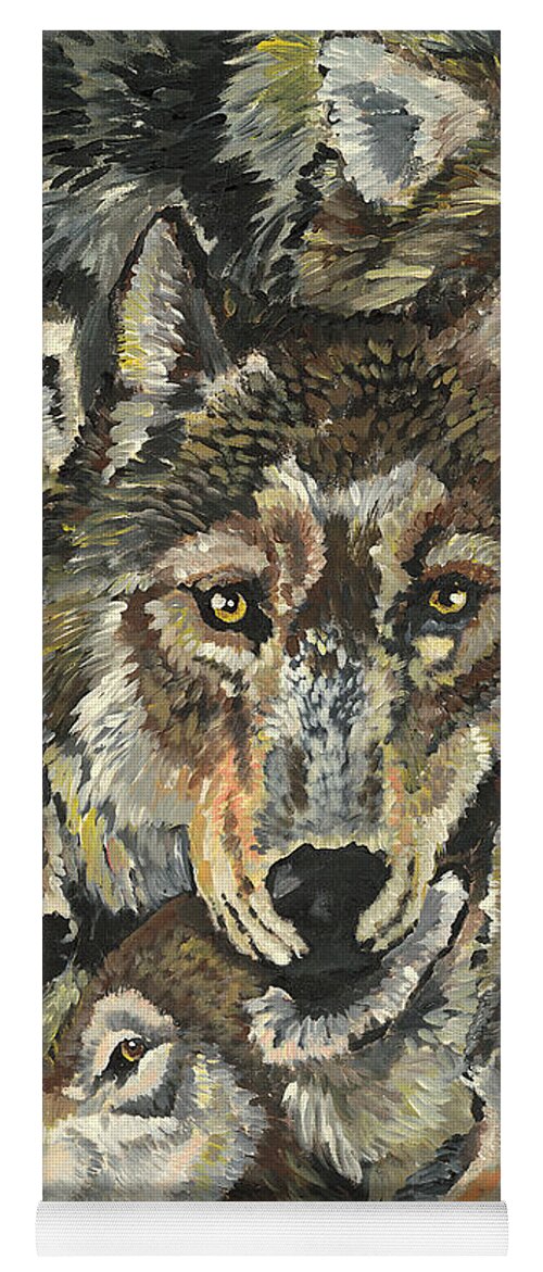 Wolf Yoga Mat featuring the painting Wolf Family by Jenn Cunningham
