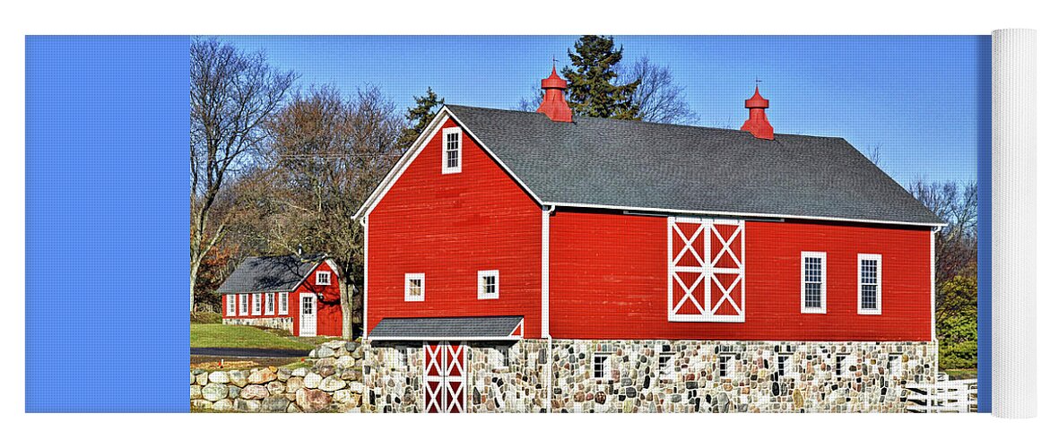 Barn Yoga Mat featuring the photograph Wood Barn With Stone Foundation by Rodney Campbell