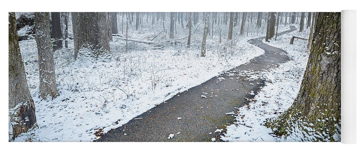 Snow Day Yoga Mat featuring the photograph Cold Winter Path by Jordan Hill