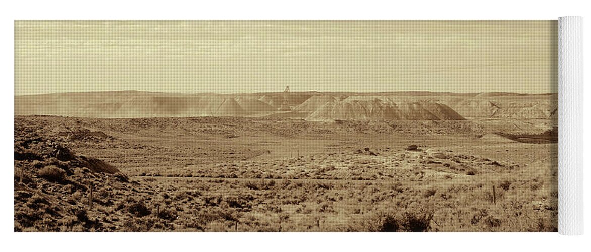 Wyoming Landscape Yoga Mat featuring the photograph Wyoming Landscape Mining scene Mono by Cathy Anderson