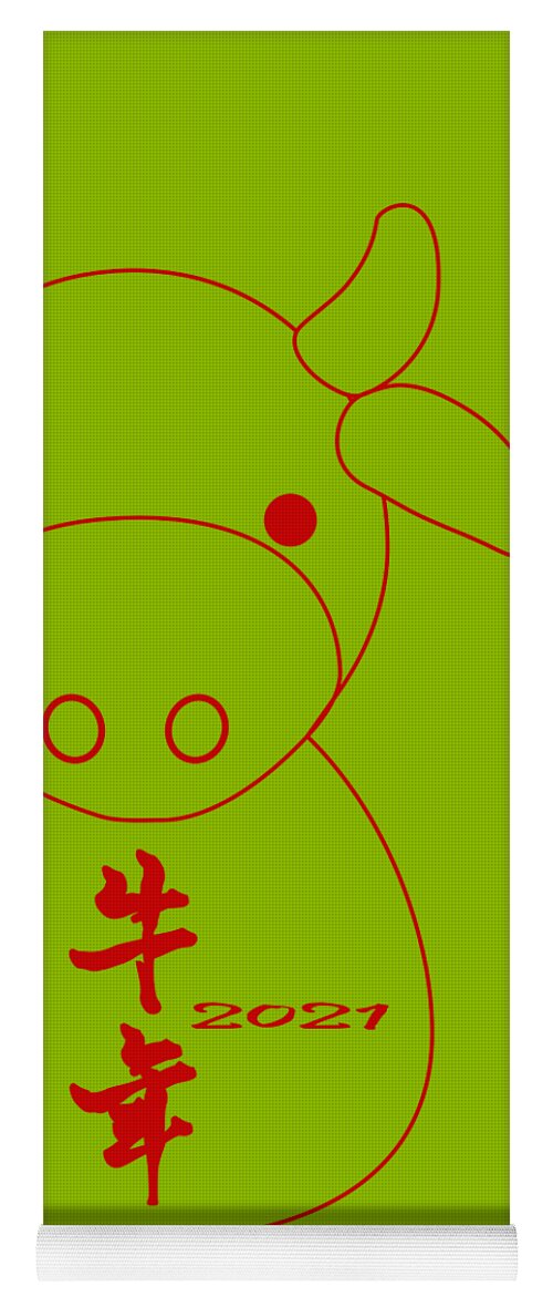 Year Of Ox Yoga Mat featuring the digital art Year Of Ox No.2 by Fei A