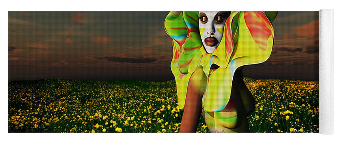 Yellow Begonia Yoga Mat featuring the digital art Yellow Begonia by Williem McWhorter