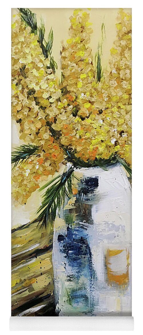 Flowers Yoga Mat featuring the painting Yellow Bunch by Roxy Rich