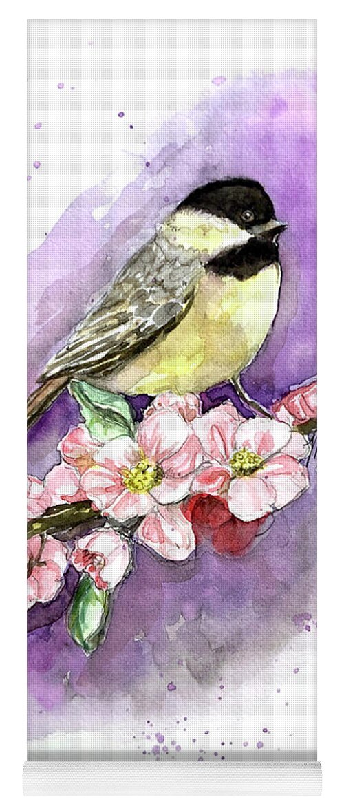 Bird Yoga Mat featuring the drawing Yellow Finch by Marnie Clark