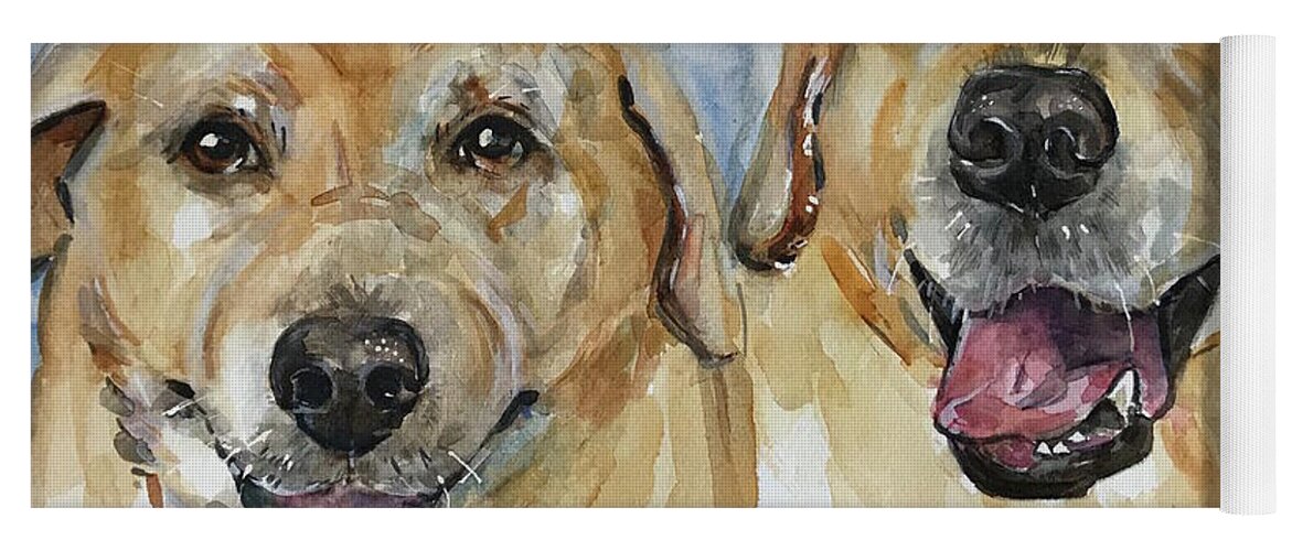 Yellow Lab Yoga Mat featuring the painting Yellow Labs by Maria Reichert