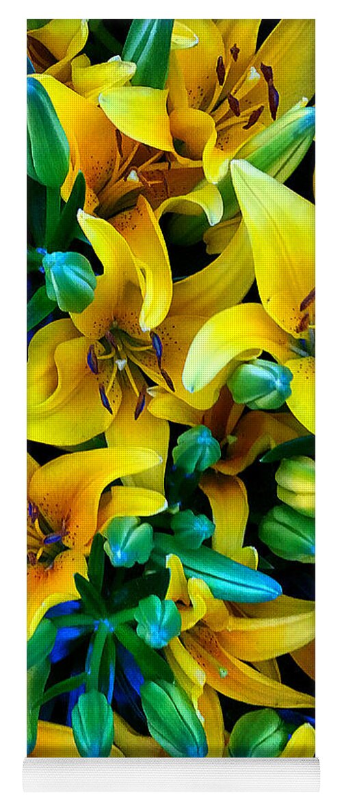  Yoga Mat featuring the photograph Yellow lilies by Stephen Dorton