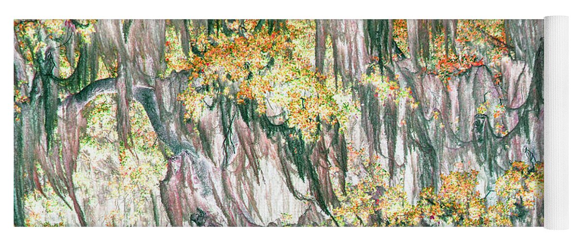 Trees Yoga Mat featuring the photograph Yellow Moss by Missy Joy