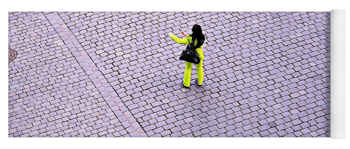 Street Yoga Mat featuring the photograph Yellow Spot by Thomas Schroeder