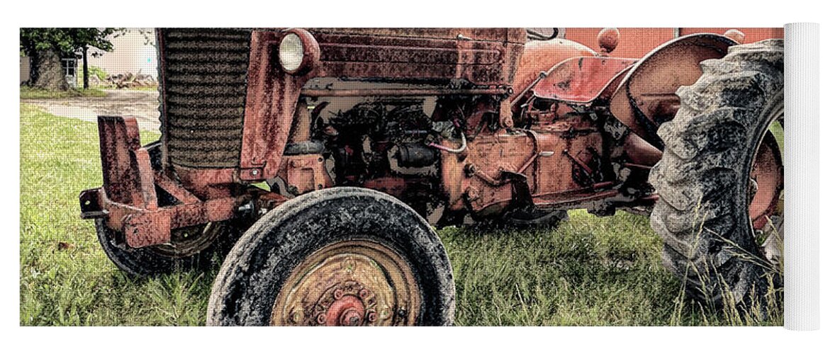 Tractor Yoga Mat featuring the photograph Yesterday's Tractor in Charcoal by Bill Swartwout