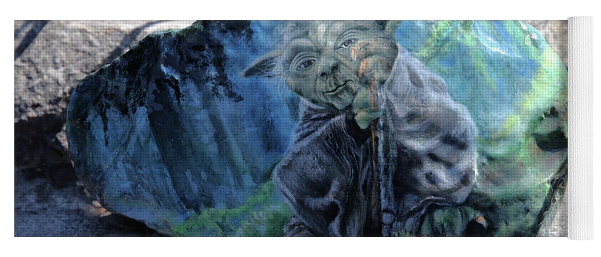 Art Yoga Mat featuring the painting Yoda on a Rock by Tammy Pool