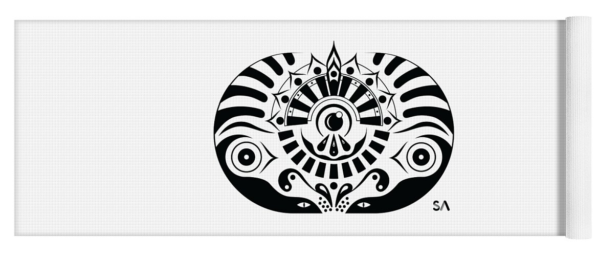 Black And White Yoga Mat featuring the digital art Yoga by Silvio Ary Cavalcante