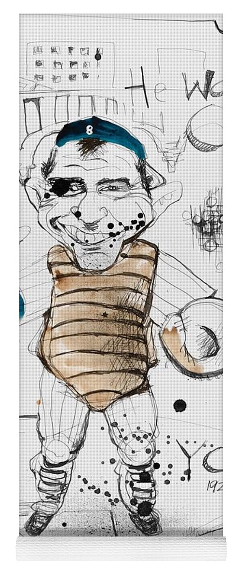  Yoga Mat featuring the drawing Yogi Berra by Phil Mckenney