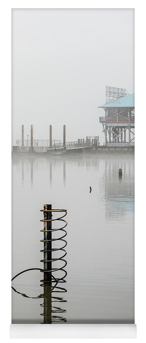 Hudson River Yoga Mat featuring the photograph Yonkers Pier in Thick Fog by Kevin Suttlehan
