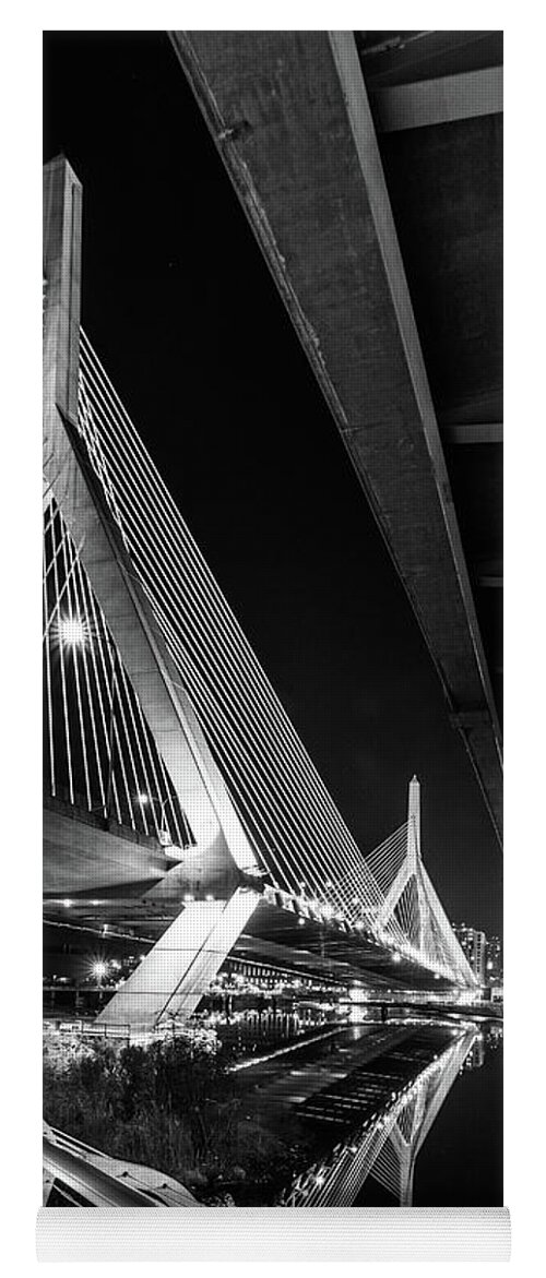 Zakim Bridge Yoga Mat featuring the photograph Zakim Bridge from under the Leverett Connector Bridge by Kristen Wilkinson